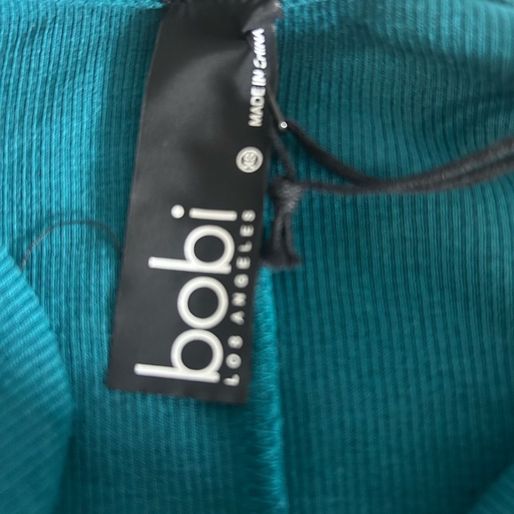 Bobi Mystic Green Cowl Neck Long Sleeve Ribbed Teal Top NWT Size XS - Picture 7 of 9